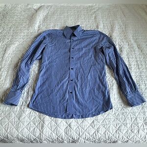 Ermenegildo Zegna Blue Dress Shirt with Vertical Stripes